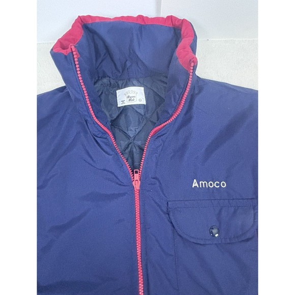 Amoco Oil Gasoline Made In the USA Crown Club Puffer Jacket Size L Large Vintage - Picture 2 of 10